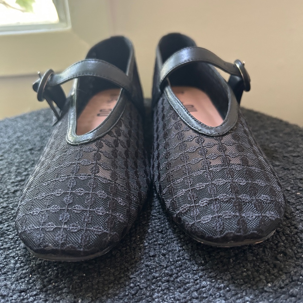BIBI LOU: Anthropologie Black Mesh Ballet Flats EUC - Picture 3 of 10